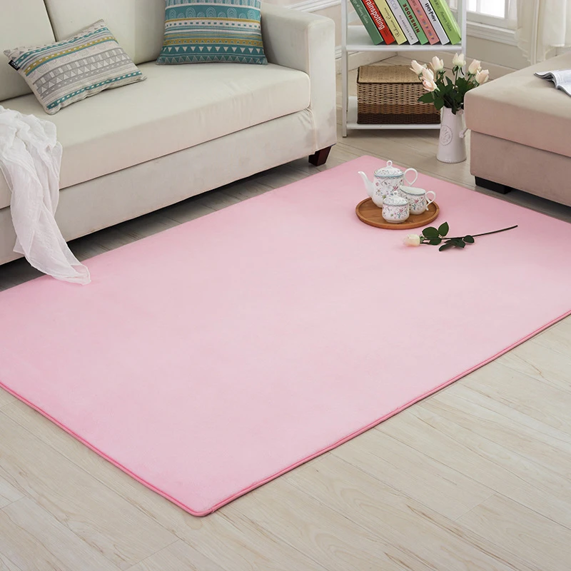 30Thick Solid Color Pattern Coral Velvet Carpet Modern Home Living Room Bedroom Bedside Tatami Crawling Mat Full Shop | Дом и сад