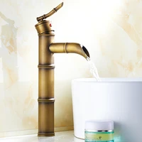 european antique bathroom faucet brass basin faucets tap tall bamboo hot cold water with two pipes kitchen taps