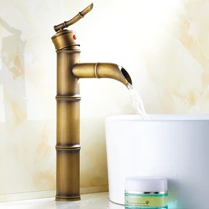 european antique bathroom faucet brass basin faucets tap tall bamboo hot cold water with two pipes kitchen taps free global shipping