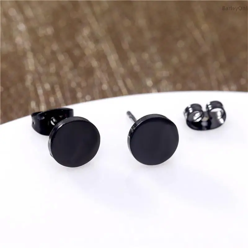 Hypoallergenic Earrings Gothic Unisex Stud earring Korean Fashion Black ear For Women Men Punk Simple Wholesale | Украшения и