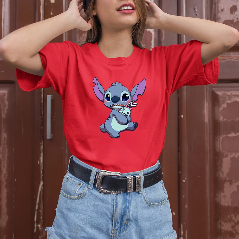 

Disney Women Tshirt Disney Cartoon Stitch Princess Graphic Summer Kawaii Ulzzang Oversized T-shirt Short Sleeves Y2k Tee Tops