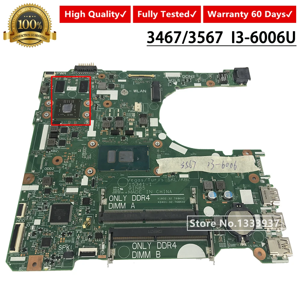 CN-0XT2G4 0XT2G4 XT2G4 для DELL Inspiron 15 3567 3467 материнская плата портативного компьютера с SR2UW I3-6006U процессор 15341-1 91N85 материнская плата