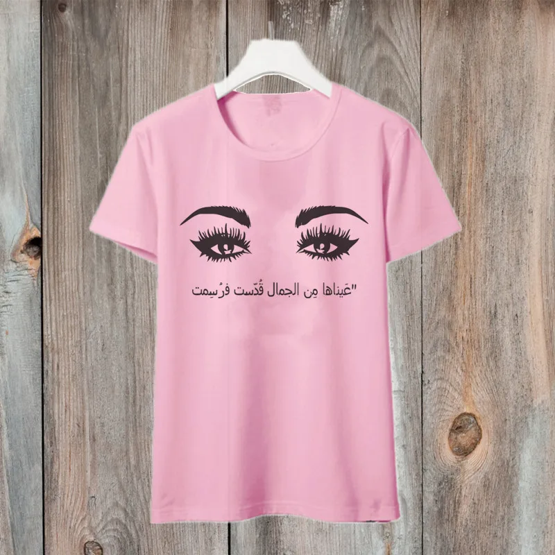 

Women's t shirts 100% Cotton arabic t-shirt 2021 Summer New Eye Print Tee Cute Harajuku Shirt Fashion Short sleeve Female Tops