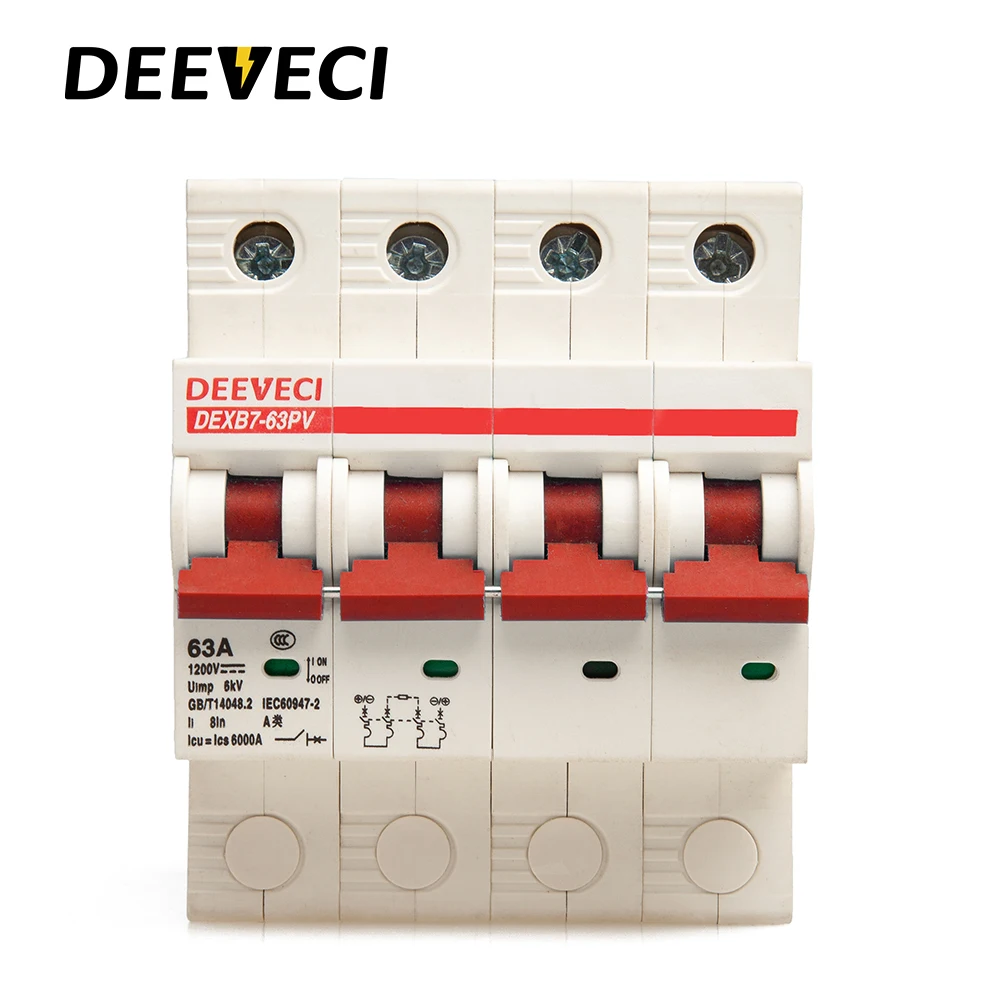 4P DC солнечная энергия фотогальванический PV выключатель 6A 10A 16A 20A 25A 32A 40A 50A 63A