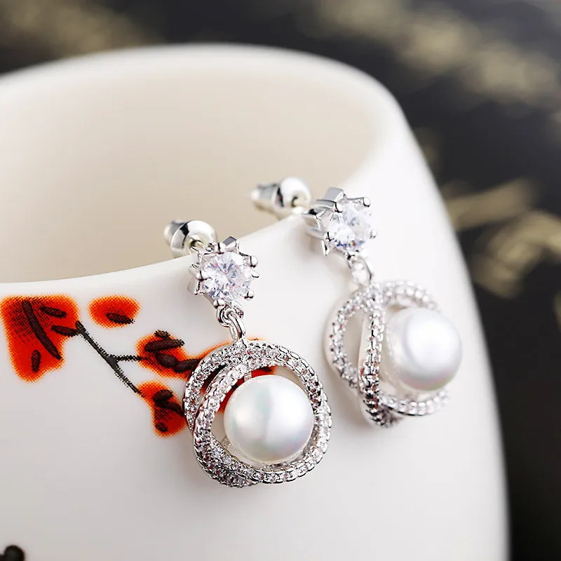 Роскошные золотые цветные свадебные серьги милые женские маленькие белые