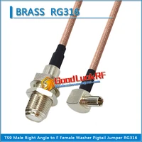 high quality ts9 male right angle 90 degree to f female bulkhead washer nut pigtail jumper rg316 cable low loss tv 50 ohm