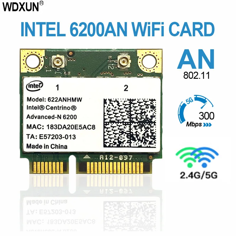 Оригинальный 622ANHMW 622AN двухдиапазонный 2,4G 5G Mini PCI-E 300Mbps Беспроводной Wi-Fi адаптер для Intel 6200 6200AN 6200agn карты