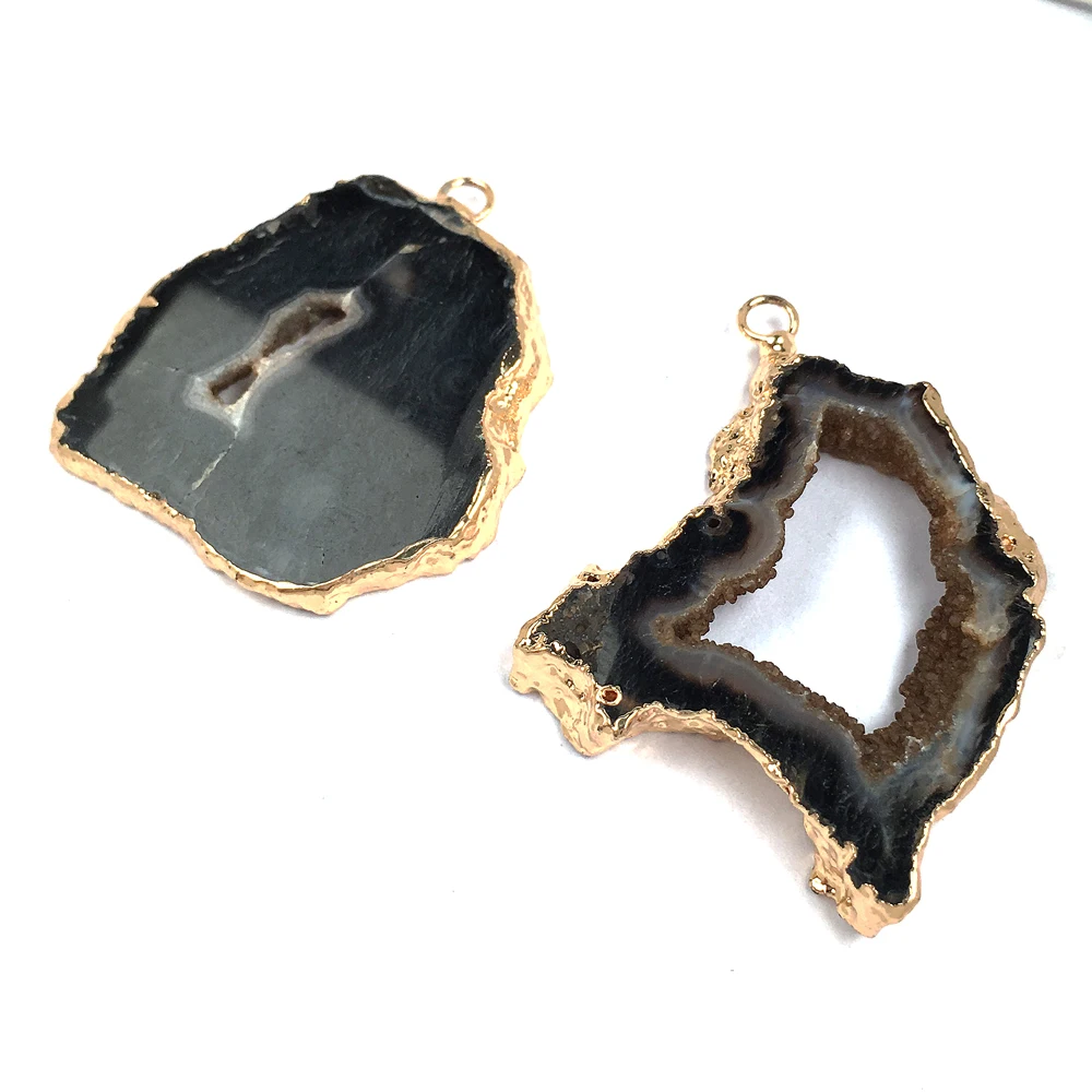

Natural Black Agates irregular Pendants for Jewelry making DIY Charm