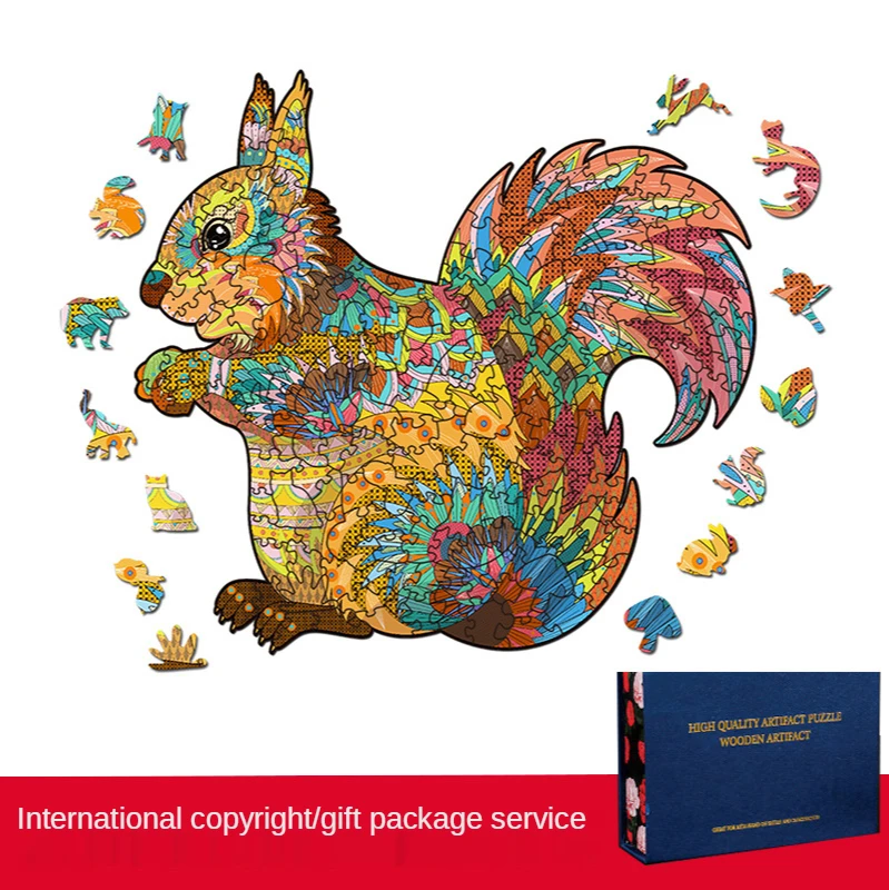 

Новый Красочный Деревянный пазл в форме белки, 3D пазл с животными, для развития мышления, космоса, детская игрушка-пазл