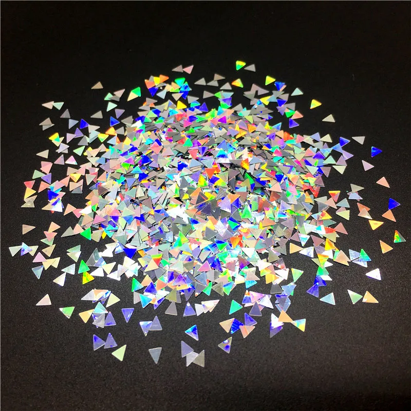 3mm Triangle Ультра-тонкий ноготь маникюрный-разные размеры блестки лазерные серебряные блестки Eo-Friendly PET 3D блестка DIY Дизайн ногтей маникюр украшение 10 г - Цвет: 3mm Triangle
