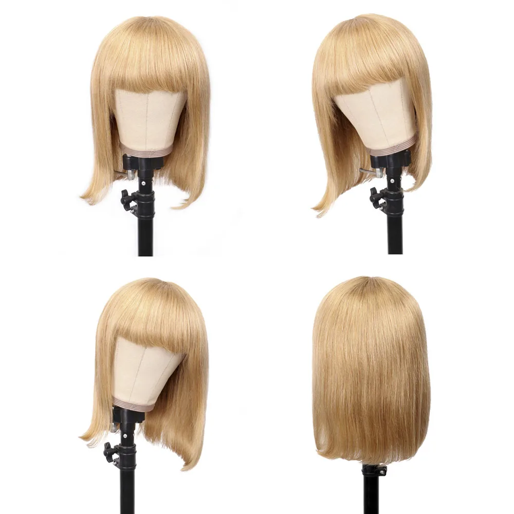 Прямые парики из человеческих волос с челкой бразильские неповрежденные