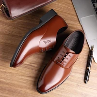 increased 6cm men leather shoe brown black dress shoes for men formal wedding shoes groom italian flats mens business shoes