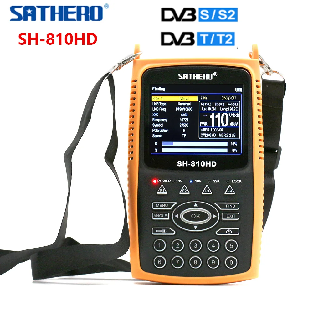 Sathero SH 810HD DVB S2 T2 Combo Digital Satellite Finder Meter Support CCTV 3 5 inch TFT LCD Screen 8PSK 16APSK 810HD|Спутниковое ТВ| |