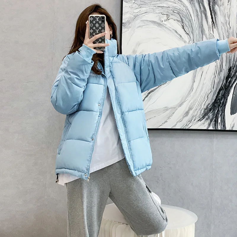 2021 Winter Women Oversized Parkas Jacket Fashion Solid stand collar Thick Warm padded Coat Casual Winter Outwear Jacket parkas
