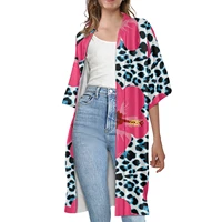 women hibiscus and leopard print motifs design kimono plus size half sleeve women wear summer women fashion casual coats 2022