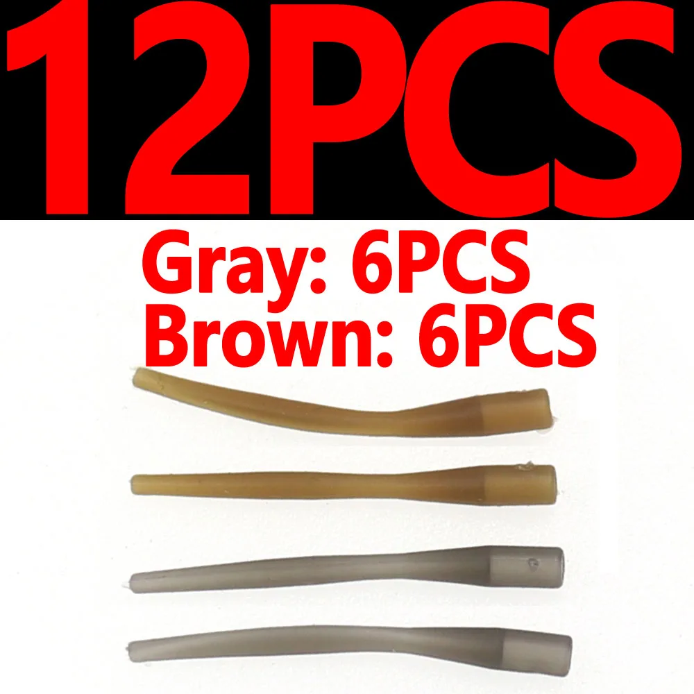 12PCS Mix Color JIGEECARP 12 шт./лот Карп Рыболовный такелаж мягкий конус рукав Combi Rig Heli Rig Hair Rig крючок рукав камуфляж зеленый и коричневый аксессуары - Цвет: 12PCS Mix Color