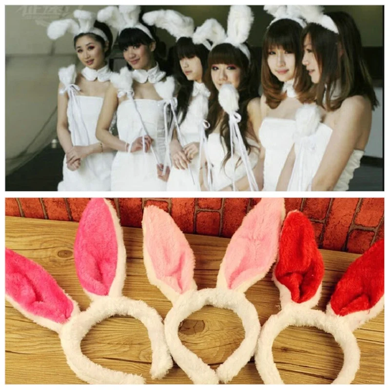 Корейский мягкий плюшевый ободок с ушками кролика милые женские повязки на