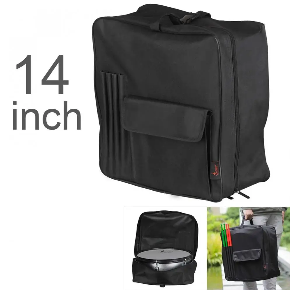 

14 Inch Snare Drum Bag 600D Oxford Cloth Portable Backpack with Drumsticks Pocket Waterproof Black Instrument Case Bag