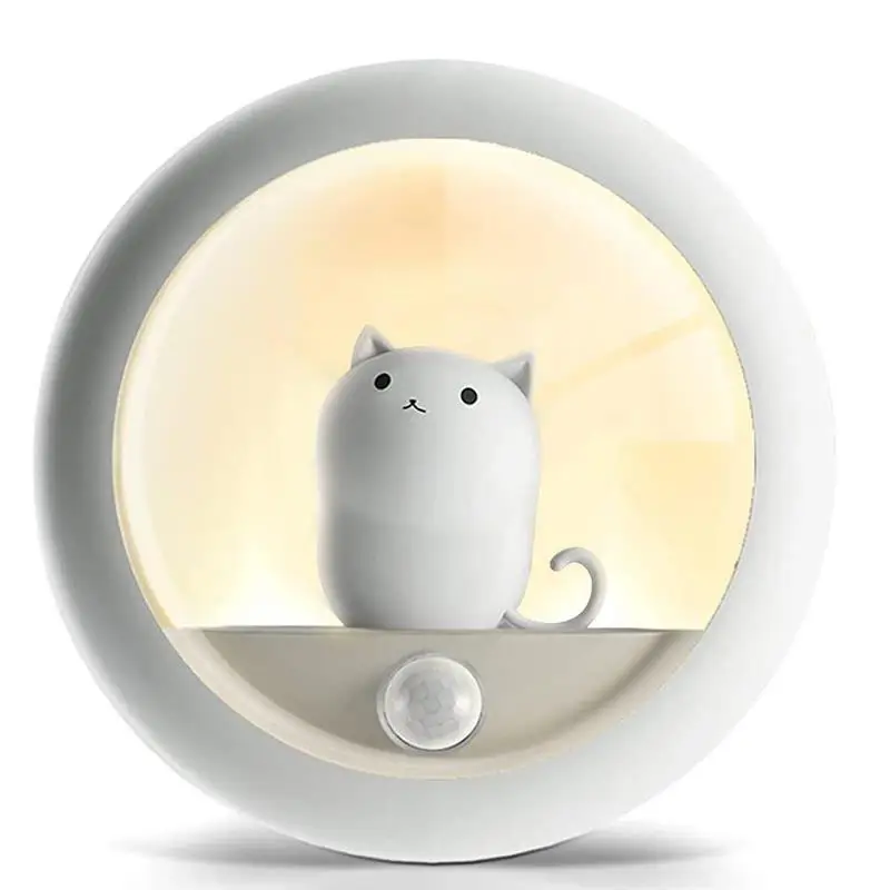 

Cute LED Night Lights Cat Automatic Light Sensing Motion Sensor Night Light USB Rechargeable Night Lamp Kids Room Desktop Decor