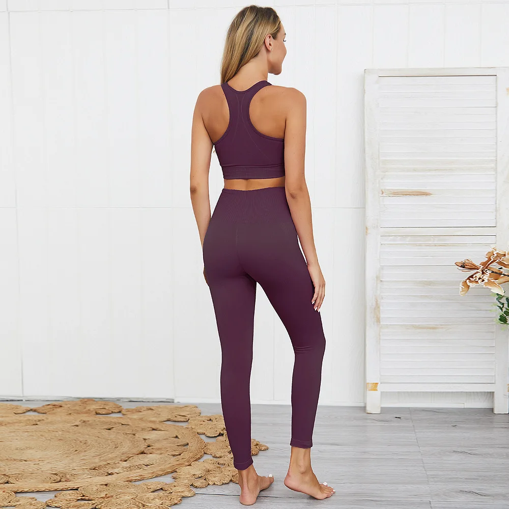 

Seamless Yoga Suit Knitted Quick-Drying Sports Fitness Suit Women's Vest Suit Women