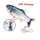 Подвижная игрушка для кошек с USB, жевательная игрушка в форме кошачьей мяты, плюшевая набивная подушка в форме рыбы, игрушка для жевания кошачьей мяты