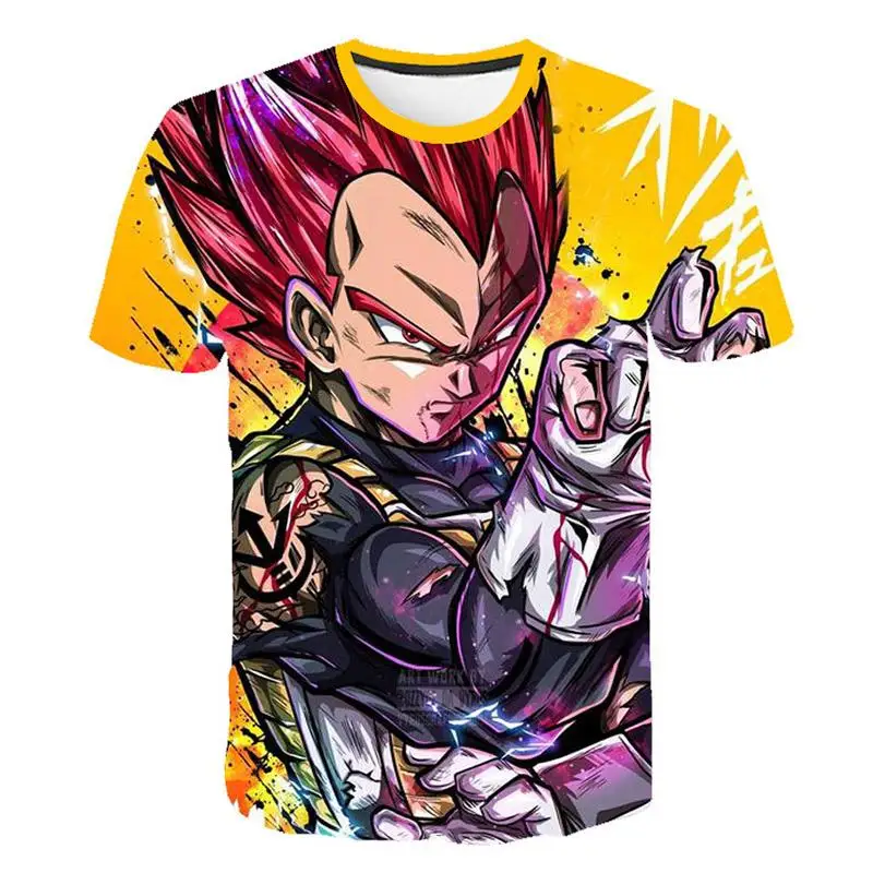 Новые футболки Dragon Ball Z мужские летние повседневные с 3D принтом Super Saiyan Goku черные