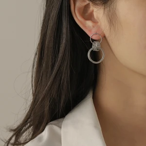 OE Metallic Style Simple Brushed Circle Earrings Gold-plated Ring Buckle Earrings Fashion Geometric Earrings