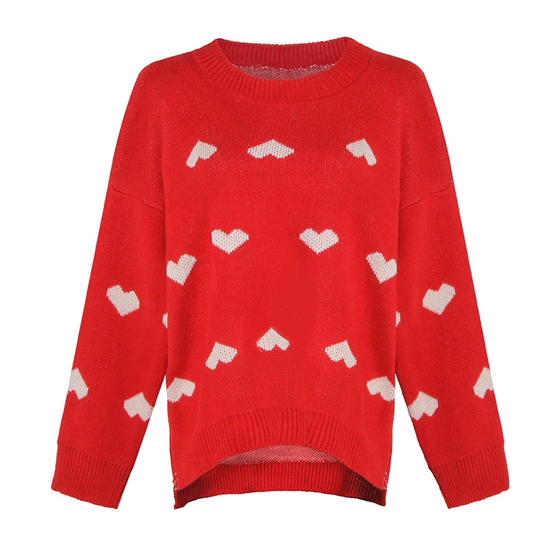 GLO-STORY 2019 Winter Women Causal Heart O-Neck Long Sleeve Pullover Sweater Knitted Warm Tops for Female Clothes | Женская одежда