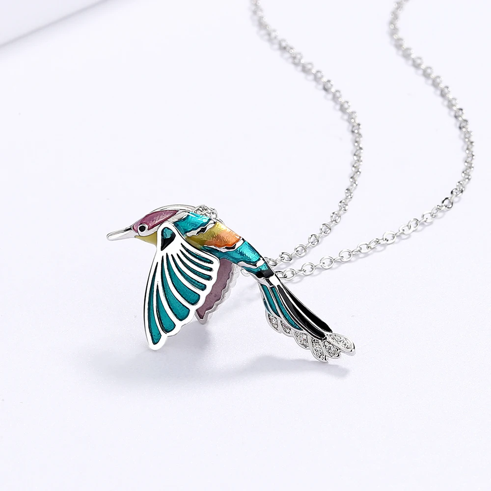 

Exquisite High-End Blue Hummingbird Pendant Necklace For Ladies Party Cocktail Birthday Fashion Jewelry Chain