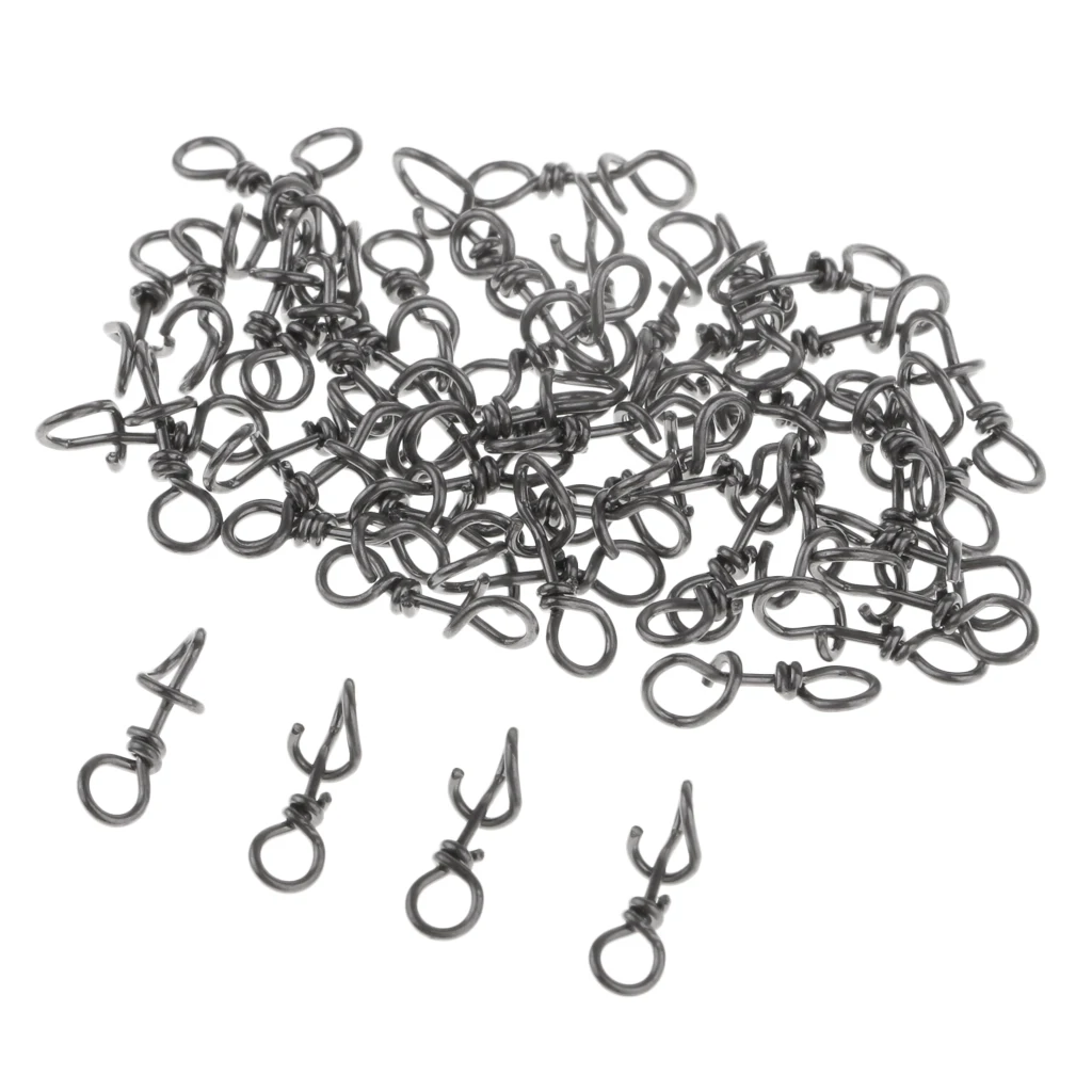 

50 Pcs Fast Connecting Clips Fishing Snaps Clips Swivels Connectors