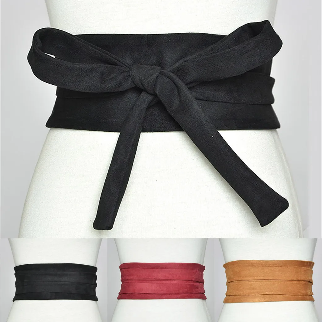 Ультра широкий женский пояс для платья однотонный хлопковый бандаж матерчатый с