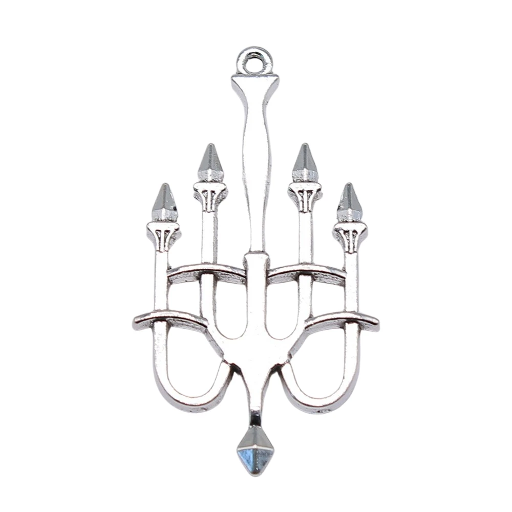 WYSIWYG 2 шт. Висячие подсвечники Подвески Старинные серебристого цвета средневекового обаяния размером 50x27 мм.