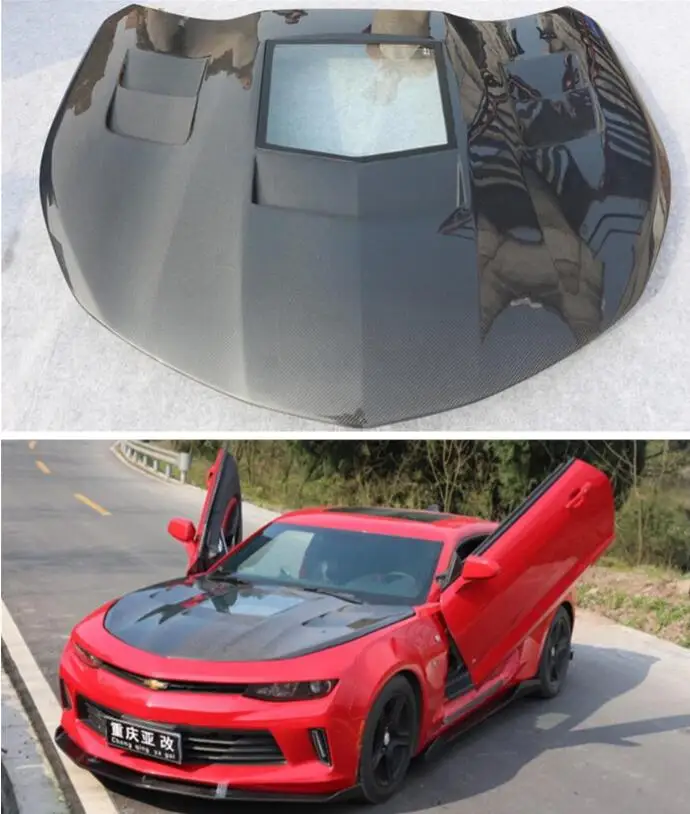 Модный прозрачный стеклянный передний бампер из углеродного волокна капот