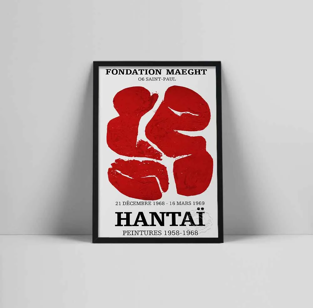 

Simon Hantai Museum Exhibition Poster Blood Red Abstract Style Art Canvas Painting Home Decor Wall Accessories Living Room Print