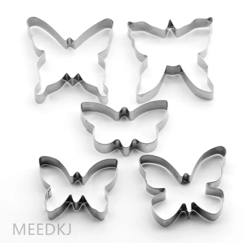 5 шт./компл. печенья бабочка резец плунжера пресс-форма для выпечки инструмент