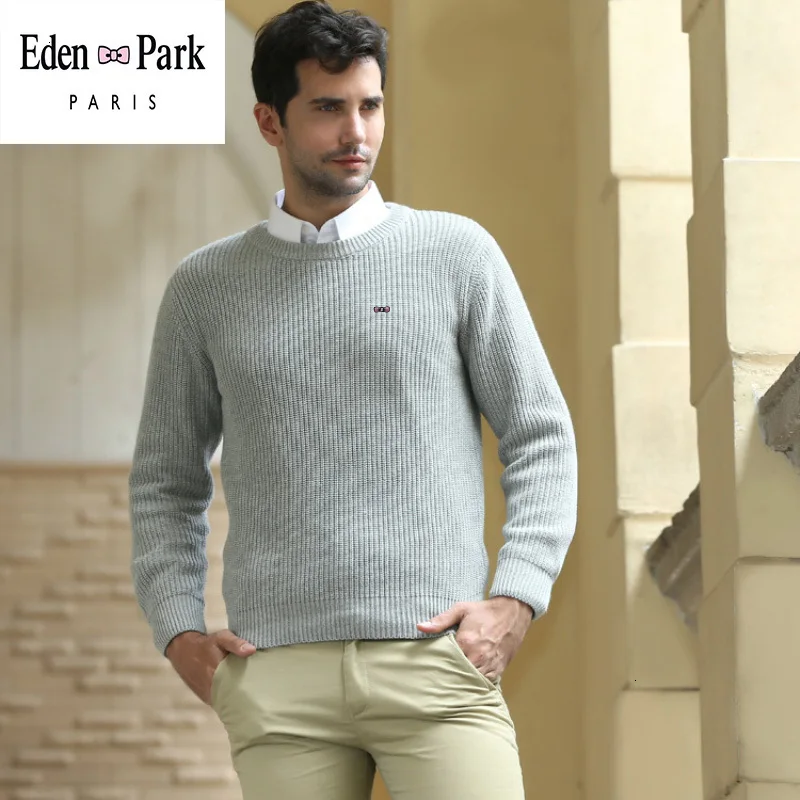 Eden Park, однотонные свитера, Мужской пуловер, тянет, мужской свитер, осень, весна, Повседневный, Мужская трикотажная одежда с круглым вырезом, синий, черный, серый