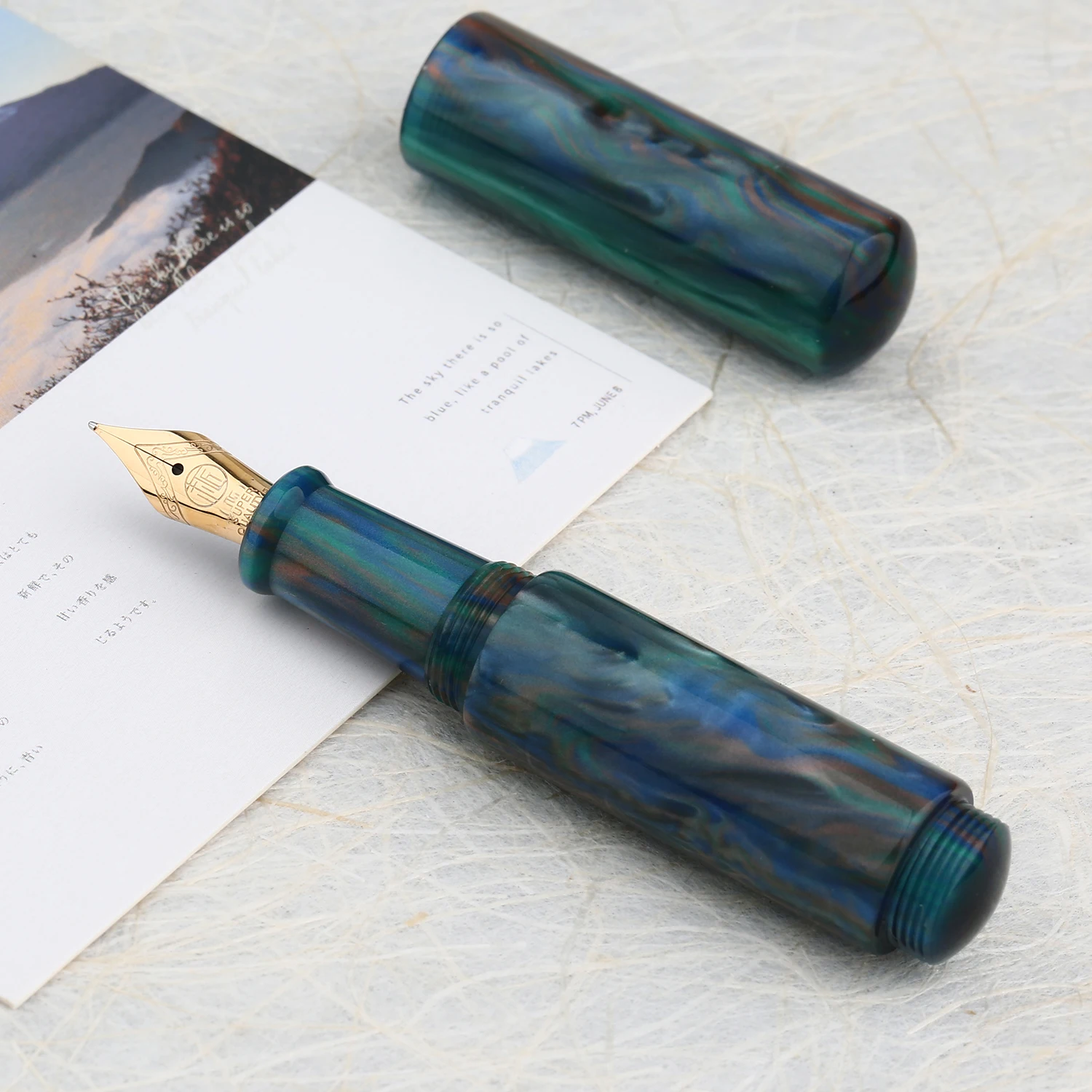 Moonman Wancai Resin Mini Blue Fountain Pen Iridium EF/F Nib Portable Palm Short Travel Ink Pen Fashion Writing Office Gift Set