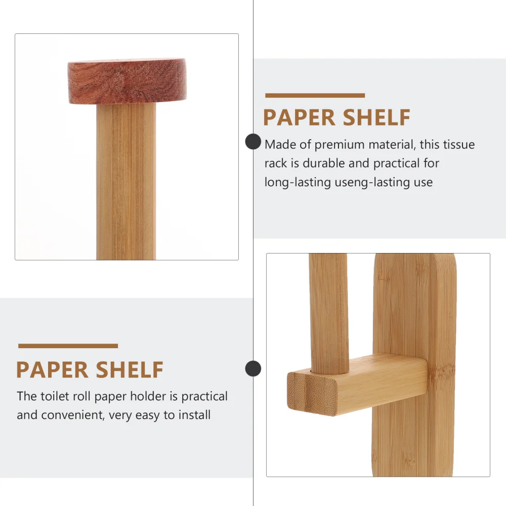 

1pc Creative Wood Paper Roll Holder Paper Towel Rack for Bathroom (Wood Color)