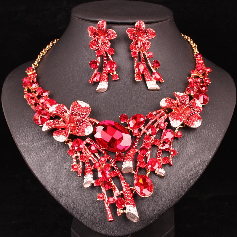 Новые роскошные индийские большие цветы Ювелирные наборы свадебное ожерелье