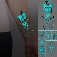 blue glow waterproof temporary tattoo stickers snake butterfly planet sun arm fake tatoo kids body art men women tato