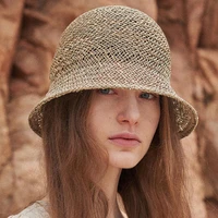 new dome bell shaped seaweed straw hats outdoor travel sun shade beach hat summer holiday fisherman bucket hat wholeasle s1070