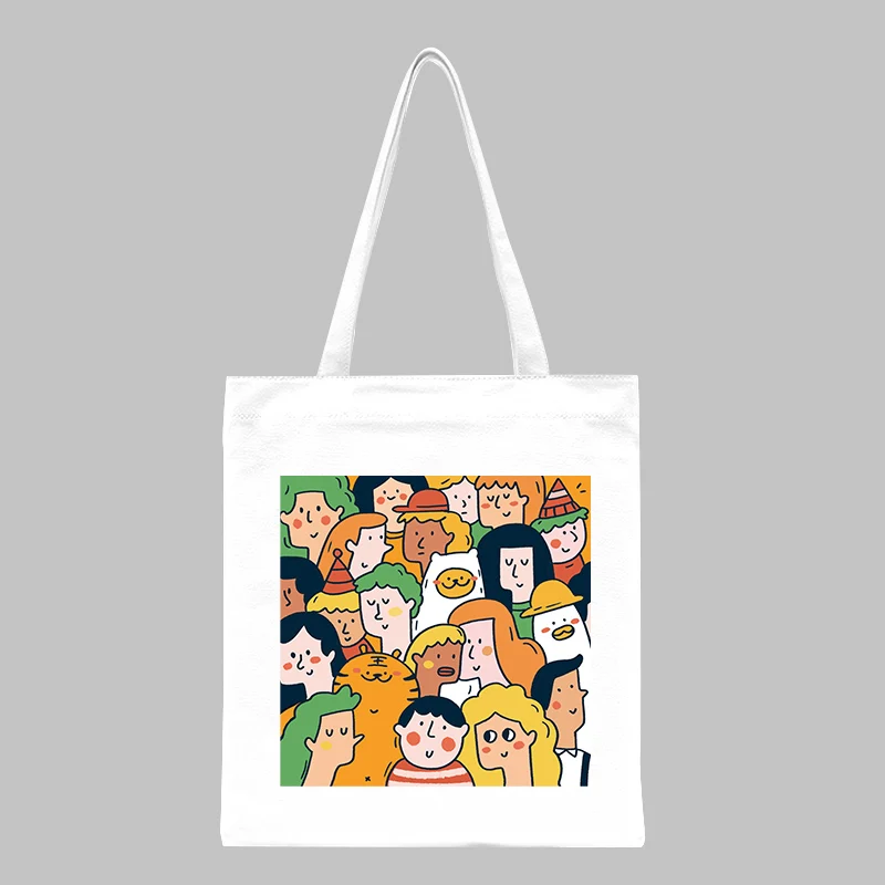 

Сумка-тоут в Корейском стиле, модная холщовая дорожная сумка для хранения, забавные Женские повседневные креативные сумки для покупок с рис...