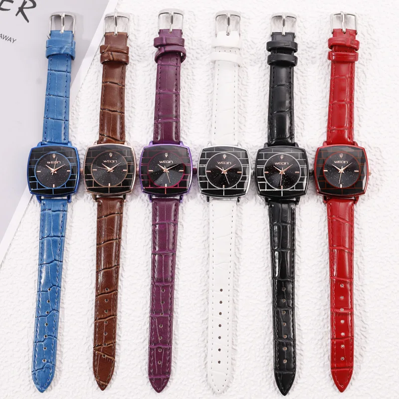 

Square Ladies Wrist Watches Starry Sky Female Clock Leather Quartz Watch Elegant Women Watches Bracelet Watch Montre Femme 2021
