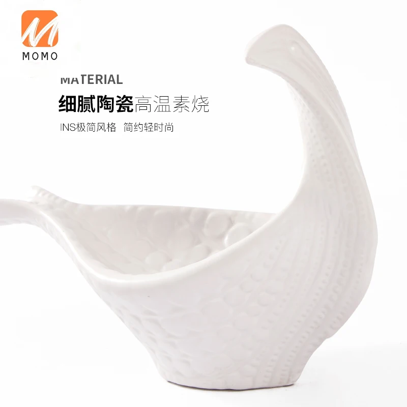 

Modern Simple White Ceramic Pigeon Storage Candy Storage Decoration Fruit Plate Soft Decoration Living Sample Room Decoration TZ