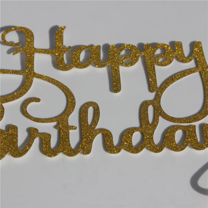Топпер для торта 1 шт. Блестящий с днем рождения Cakefor Cake Gold Gillter Flag for family Birthday party