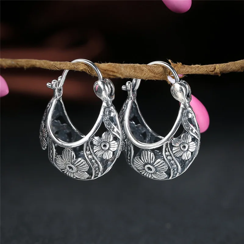 SY31697 BALMORA 925 пробы серебряные Ретро полые клипсы Висячие серьги для женщин леди мать подарок элегантные Этнические модные ювелирные изделия - Окраска металла: SY31697