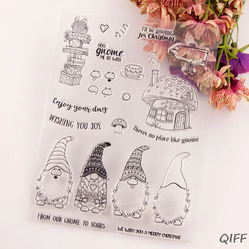 Санта гном силиконовый прозрачный печать штамп DIY Скрапбукинг рельефная