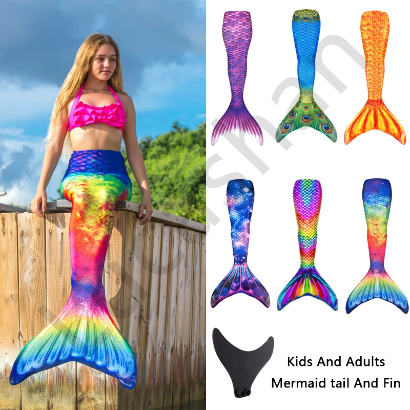 аниме одежда взрослых Купальник детский хвост русалки с ласты купальник для