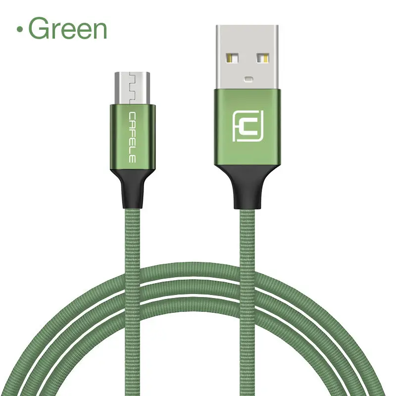 Cafele 2.4A Micro USB кабель для samsung Xiaomi huawei кабель синхронизации данных мобильный телефон зарядный кабель Android микро нейлоновый провод - Цвет: Зеленый
