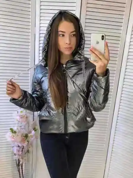 gray winter jacket FORERUN/Блестящая зимняя куртка с капюшоном, женская теплая куртка с хлопковой подкладкой, тонкая однотонная пуховая парка, Женская куртка, парки Mujer - Цвет: gray winter jacket